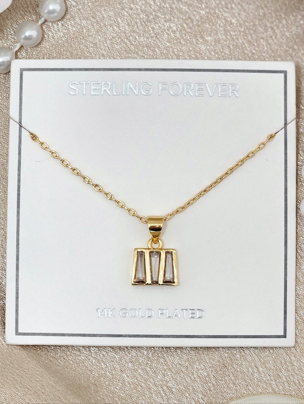 Sterling Forever Colsie Necklace 14k Gold Plated CZ Pendant Modern Minimalist